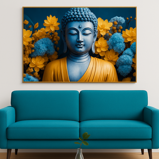 Meditating Buddha Monk Canvas Wall Painting
