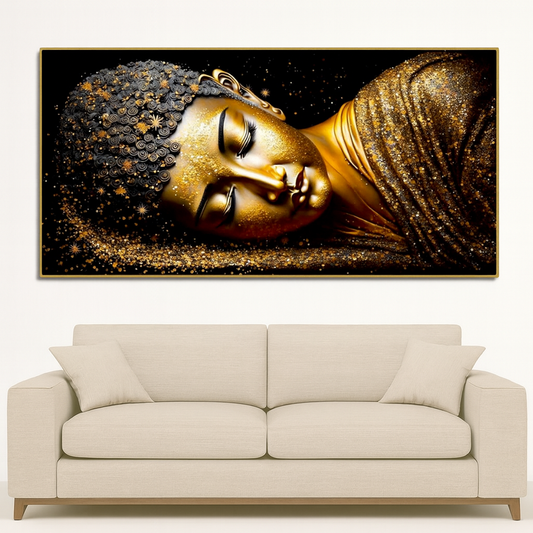 Modern Golden Buddha Statue Premium Canvas Wall Painting