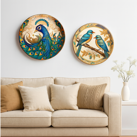 Ornate Aviary Decor Wall Plates (SET OF 2 )