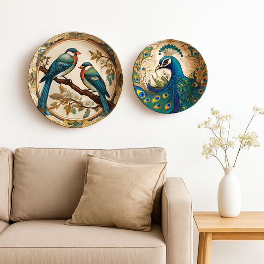 Ornate Aviary Decor Wall Plates (SET OF 2 )