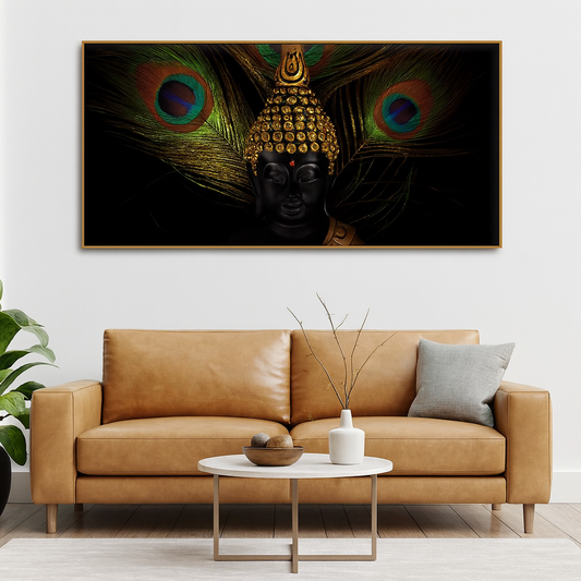 Peaceful Smiling Buddha Statue Canvas Wall Painting