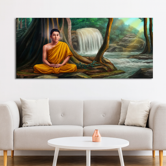 Premium Wall Painting of Lord Buddha with Nature Background