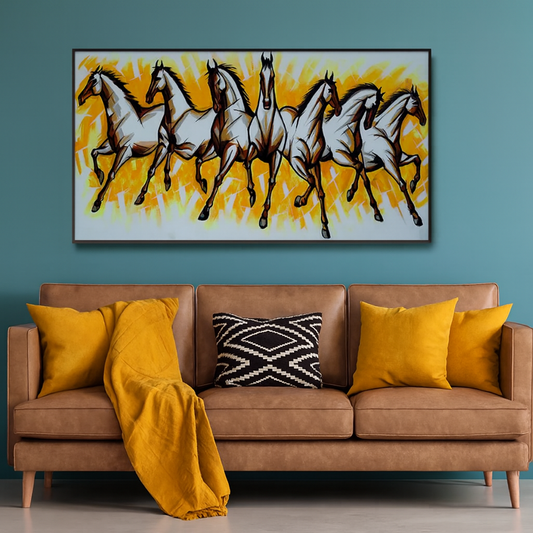 Seven Running Horses Canvas Painting