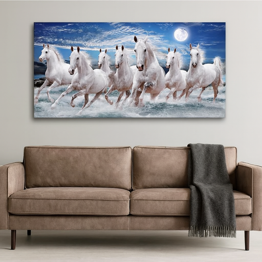 Seven Running Horses Custom Wall Painting in Water