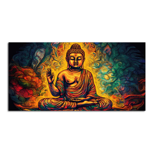 Spiritual Peaceful Gautam Buddha Textured Art Wooden Wall Painting