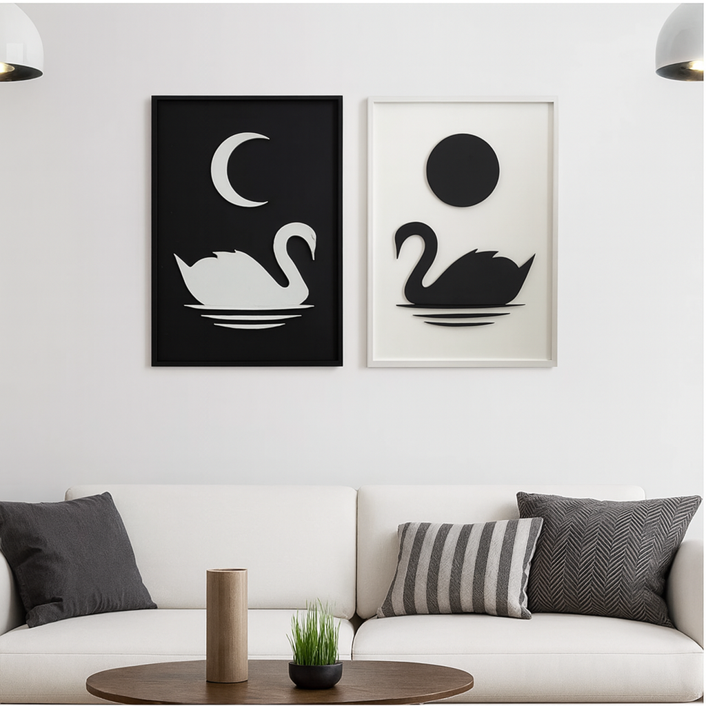 Swans Modern Wood Wall Decor