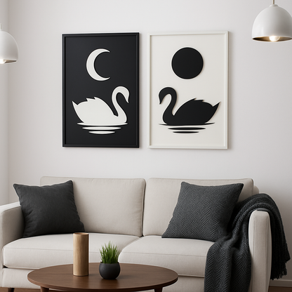 Swans Modern Wood Wall Decor