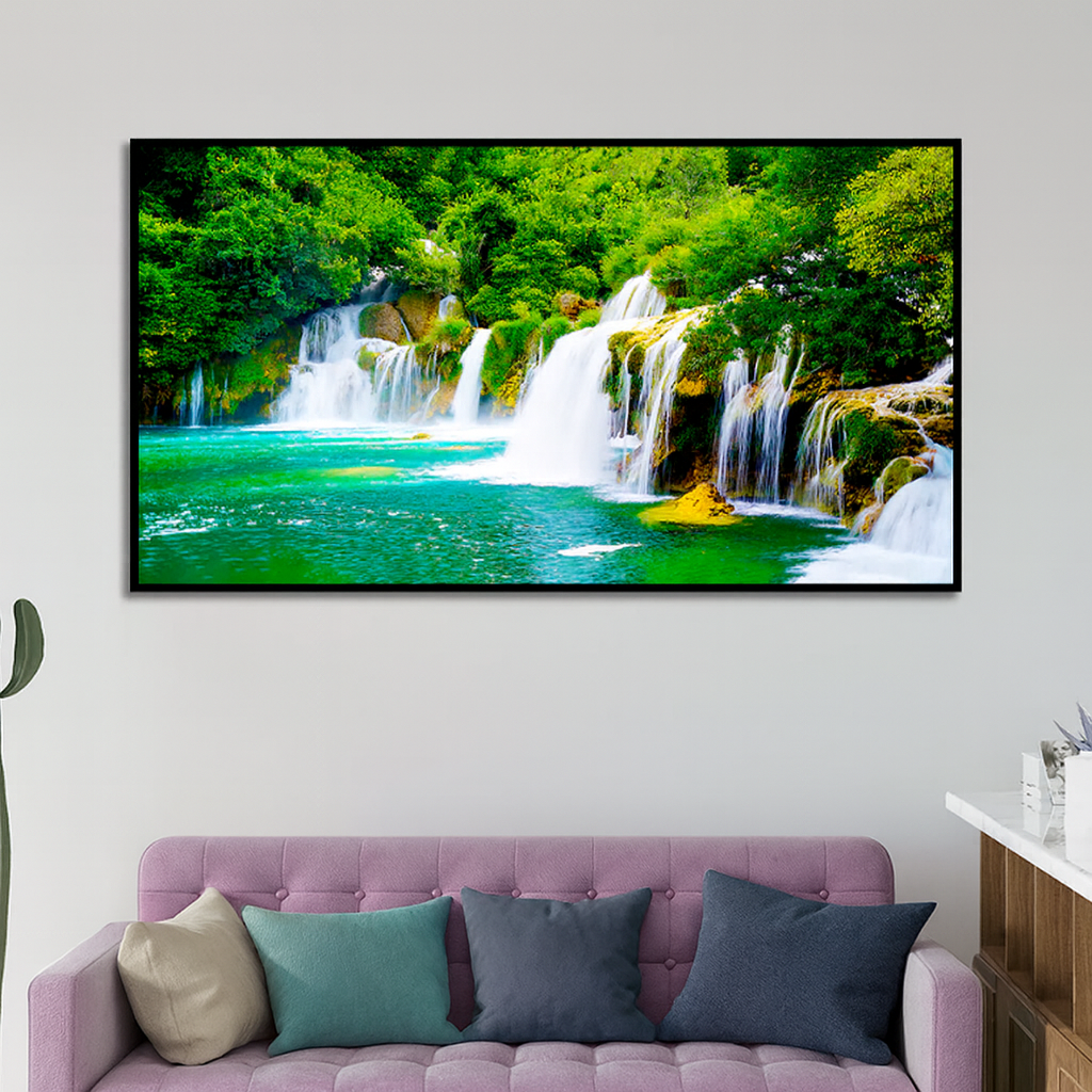 Vibrant Waterfall Nature Scenery of Colorful Canvas Wall Paintings & Arts