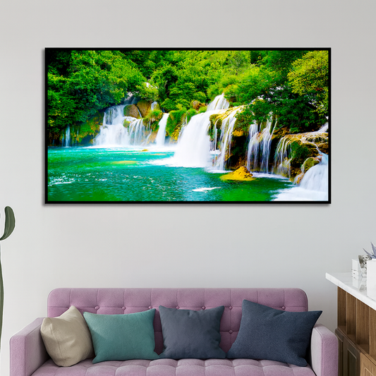 Vibrant Waterfall Nature Scenery of Colorful Canvas Wall Paintings & Arts