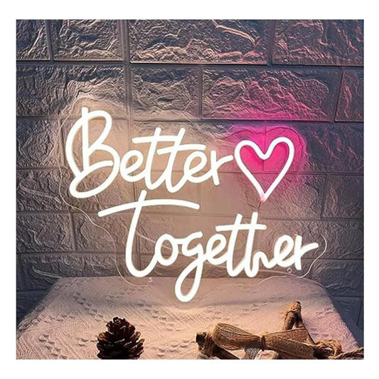 Glexy Better Together Neon Sign for Wedding, Anniversary, Engagement Ceremony, Couple, Wall Decor LED Neon Signs