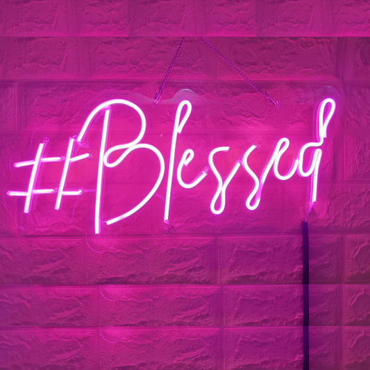 Glexy Beautiful Blessed Neon Sign, Wall Decor, Neon Signs for room (8x14 In)
