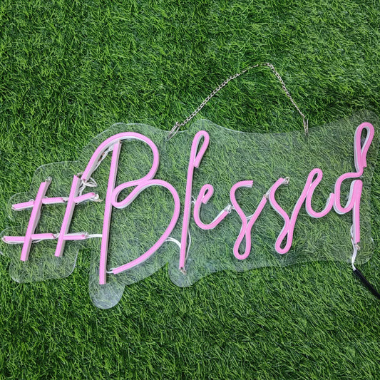 Glexy Beautiful Blessed Neon Sign, Wall Decor, Neon Signs for room (8x14 In)