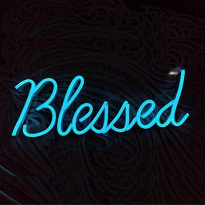 Glexy Beautiful Blessed Neon Sign, Wall Decor, Neon Signs for room (8x14 In)