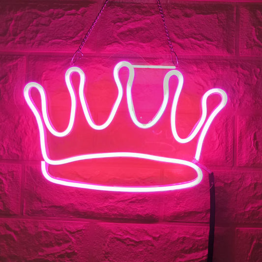 Glexy Beautiful Crown Neon Sign, Wall Decor, Neon Signs for Living room (6x12 In)