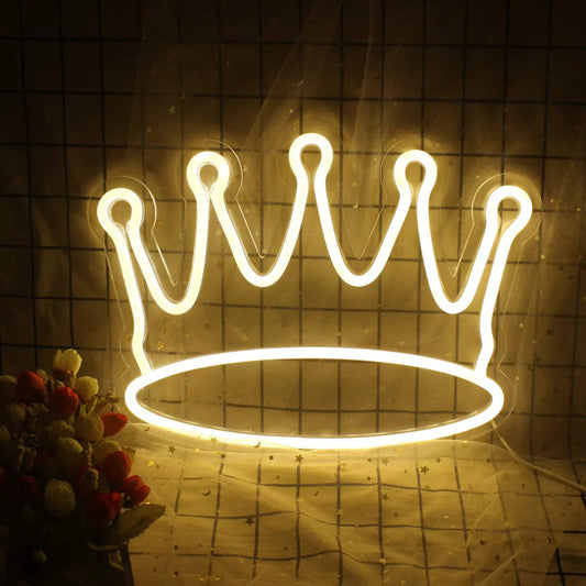 Glexy Beautiful Crown Neon Sign, Wall Decor, Neon Signs for Living room (6x12 In)