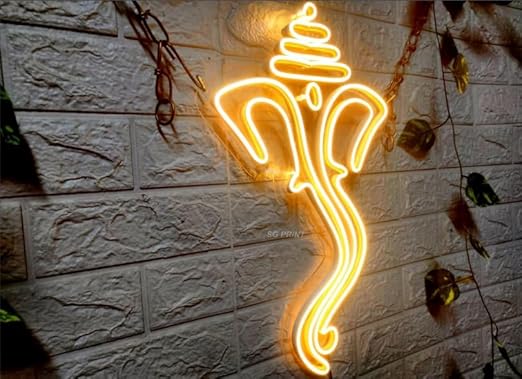 Ganesh ji Neon Sign, Wall Decor, Neon Signs for room (12x18 In)