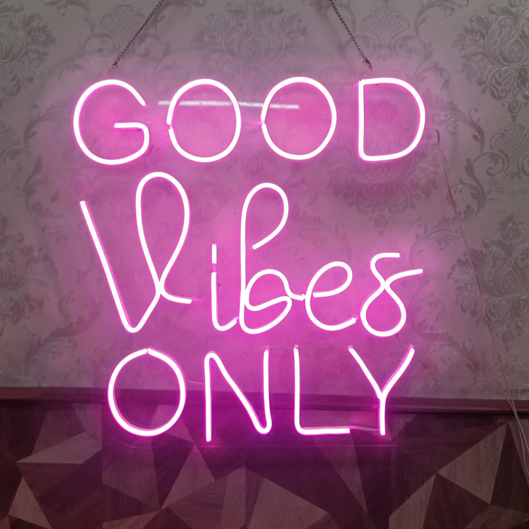 Glexy Good vibes Only Neon Sign, Wall Decor, Neon Signs for room (24x20 In)