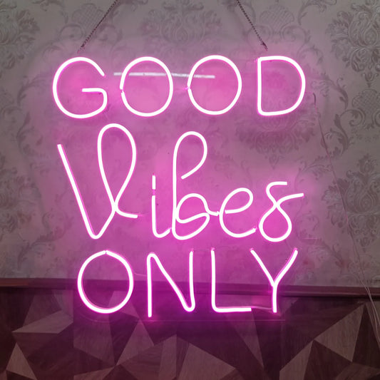 Glexy Good vibes Only Neon Sign, Wall Decor, Neon Signs for room (24x20 In)