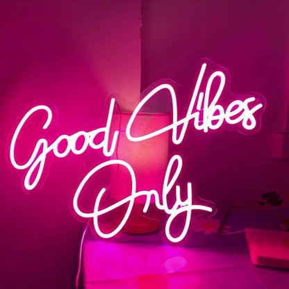 Glexy Good vibes Only Neon Sign, Wall Decor, Neon Signs for room (24x20 In)