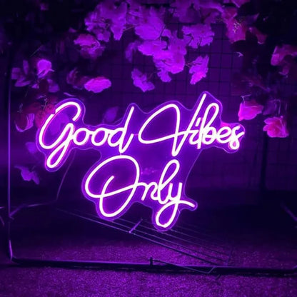 Glexy Good vibes Only Neon Sign, Wall Decor, Neon Signs for room (24x20 In)