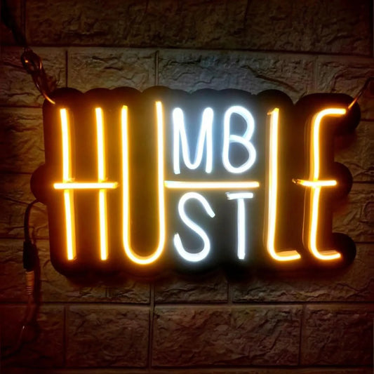 Glexy Humble Hustle Neon Sign, Wall Decor, Neon Signs for room (14x20 In)