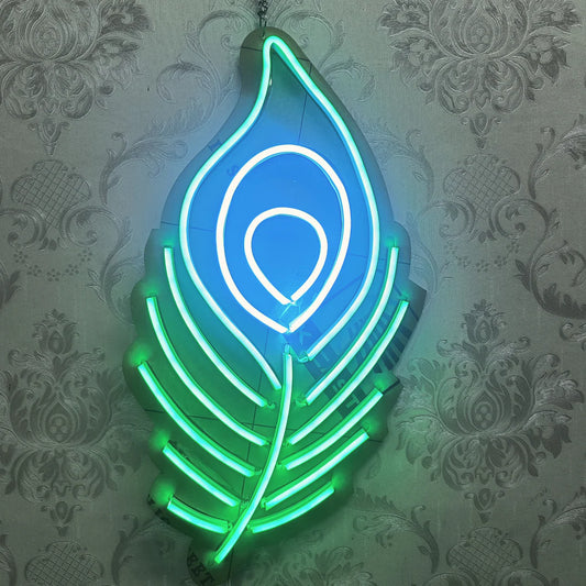 Glexy Mor Pankh Neon Sign, Wall Decor, Neon Signs for room (12x8 In)