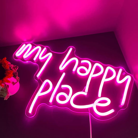 Glexy My Happy Place, Neon Light Signs For Wall