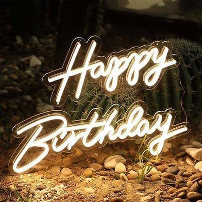 Glexy Beautiful Happy Birthday Neon Sign, Wall Decor, Neon Signs for room