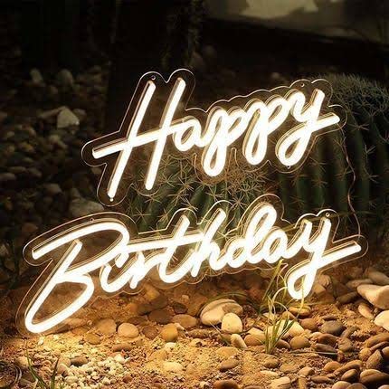 Glexy Beautiful Happy Birthday Neon Sign, Wall Decor, Neon Signs for room