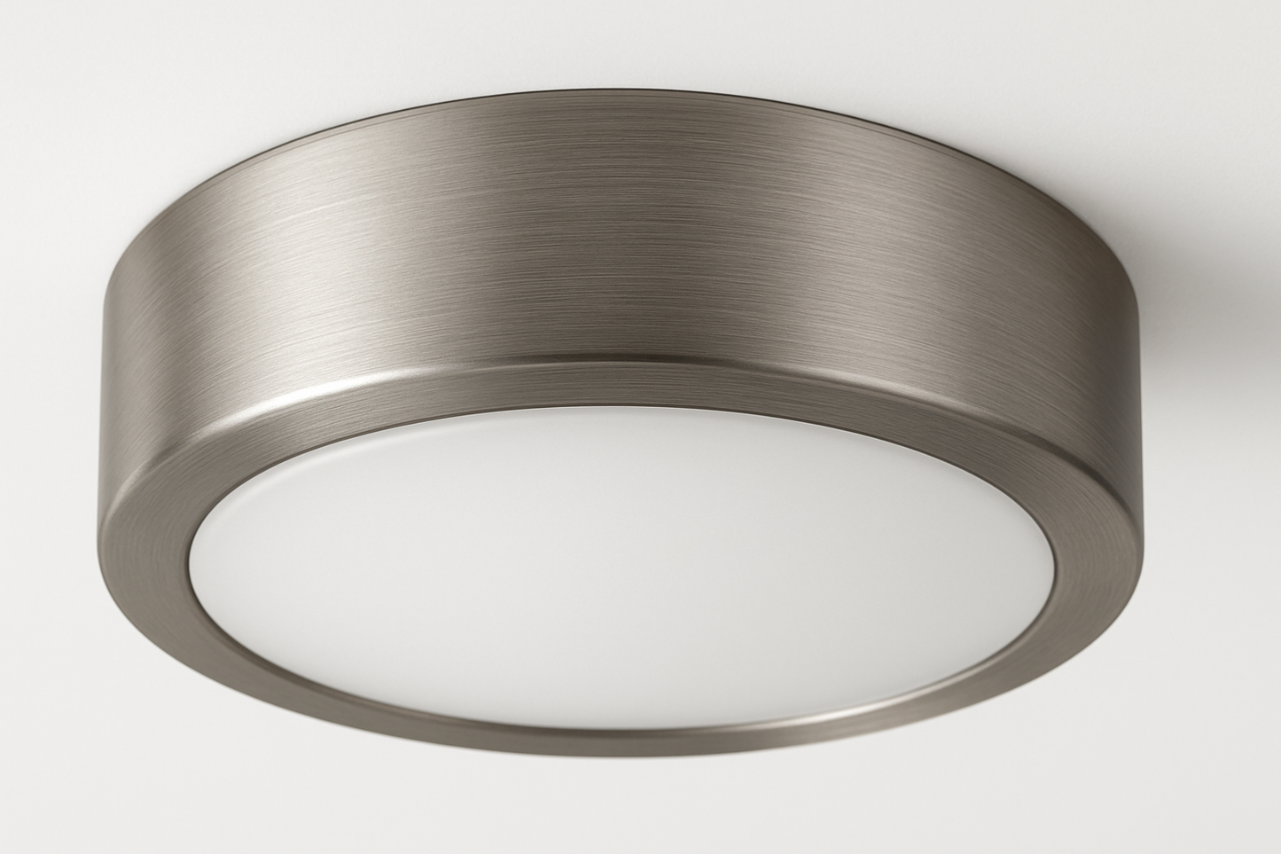 Small Round Flush Ceiling Light – Brushed Nickel Finish