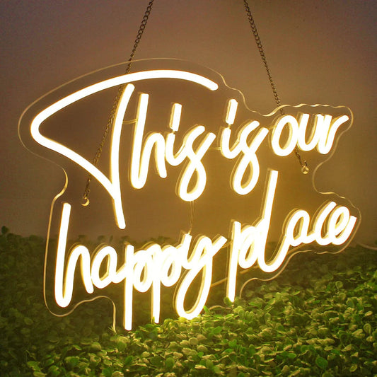 Glexy This is Our Happy Place, Neon Sign for Wall Decor