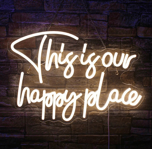 Glexy This is Our Happy Place, Neon Sign for Wall Decor