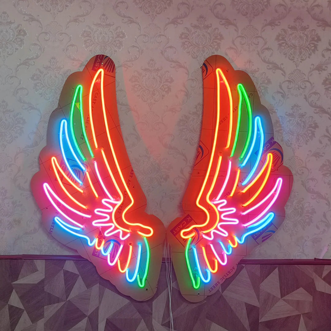 Glexy Wings Neon Sign, Wall Decor, Neon Signs for room (48x24 In)