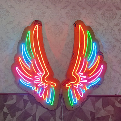 Glexy Wings Neon Sign, Wall Decor, Neon Signs for room (48x24 In)