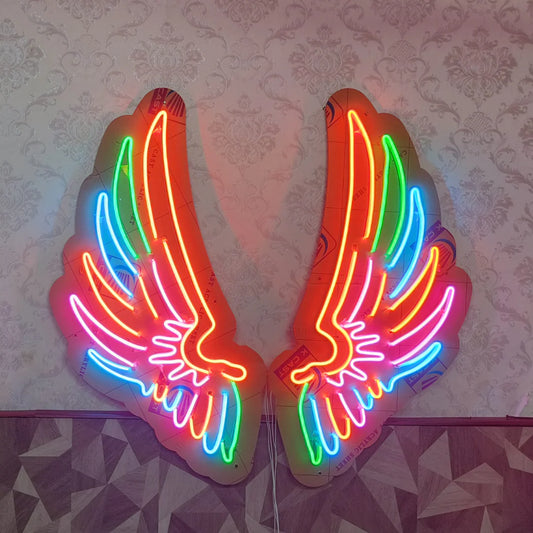 Glexy Wings Neon Sign, Wall Decor, Neon Signs for room (48x24 In)