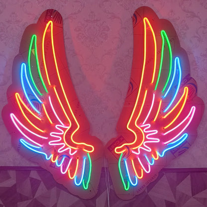 Glexy Wings Neon Sign, Wall Decor, Neon Signs for room (48x24 In)